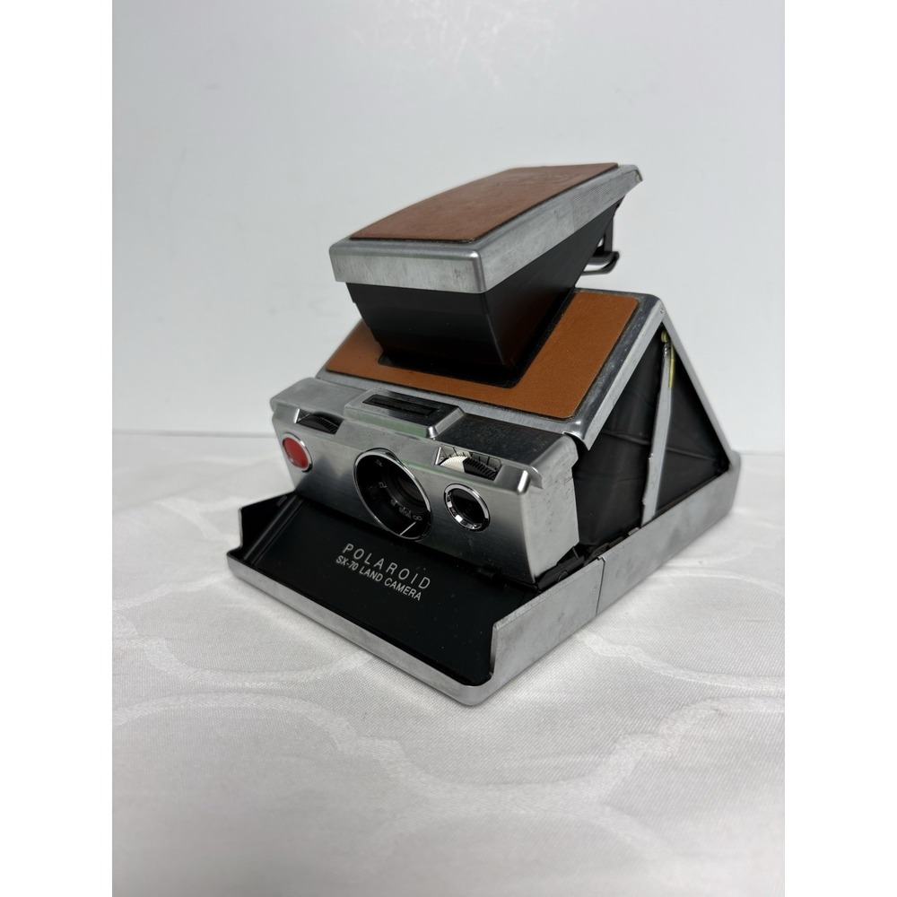 Vintage Polaroid SX-70 Land Camera Brown Tan Leather Polaroid Untested